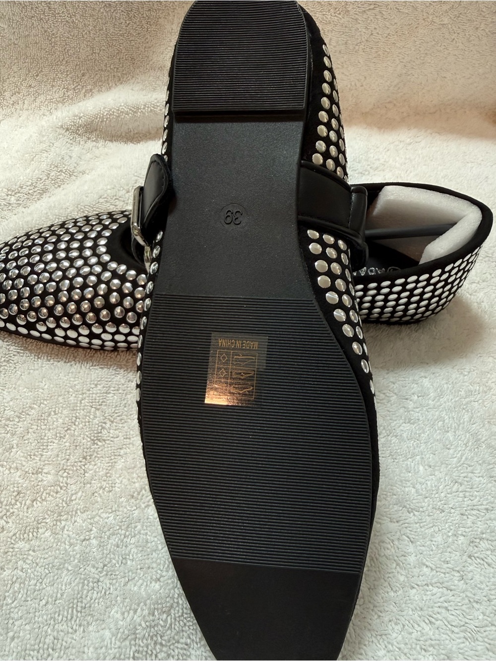 Black Studded Mary Jane Flats with Buckle Strap. Bundle shoes for deep discounts - Picture 5 of 8